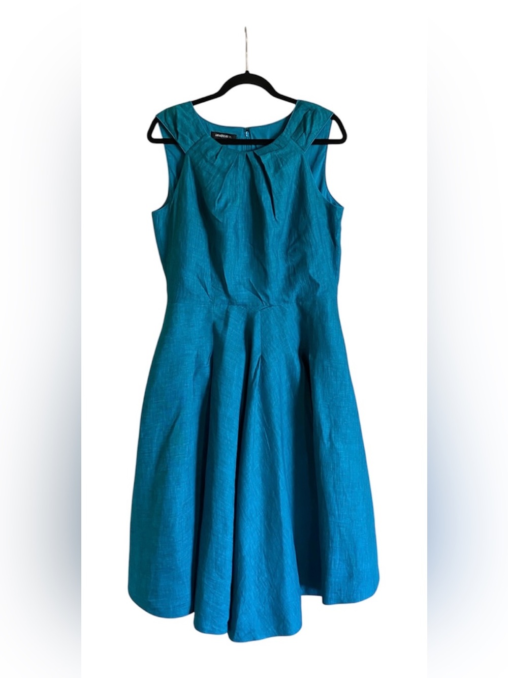 Women’s Lafayette 148 New York Linen Fit & Flare Teal Midi Dress 12